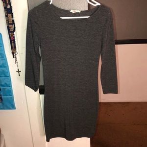 Grey Tight Long-sleeve Dress.
